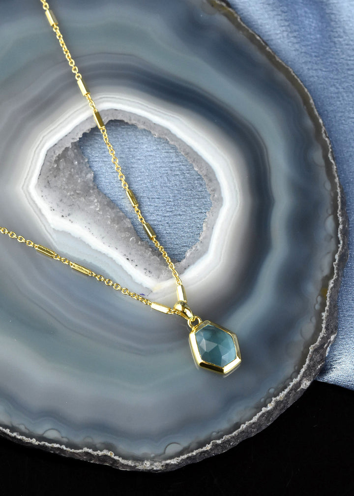 Geometric Blue Topaz Necklace