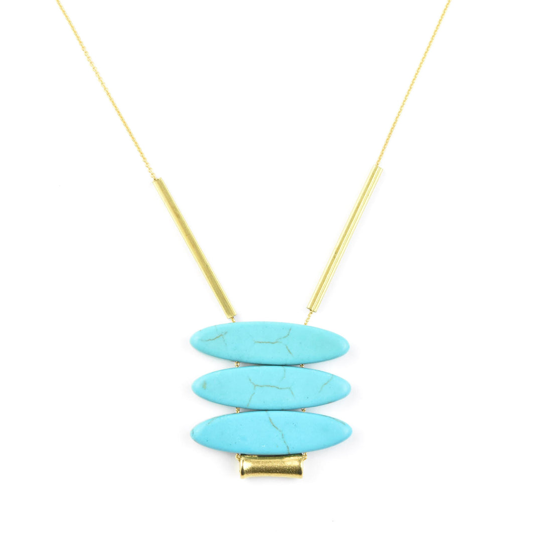 Geometric Turquoise Ellipse Necklace - Goldmakers Fine Jewelry