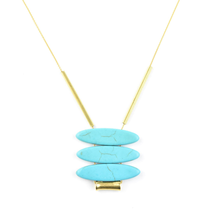 Geometric Turquoise Ellipse Necklace - Goldmakers Fine Jewelry