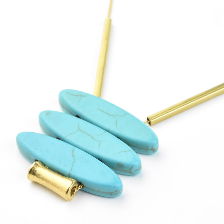 Geometric Turquoise Ellipse Necklace - Goldmakers Fine Jewelry