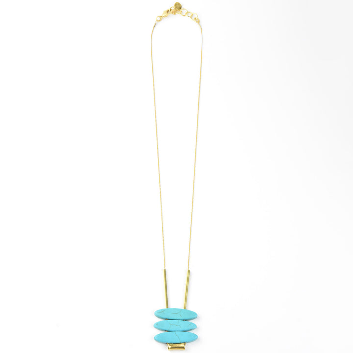 Geometric Turquoise Ellipse Necklace - Goldmakers Fine Jewelry