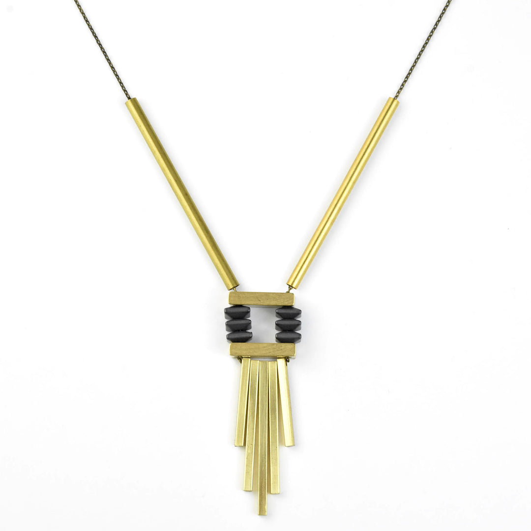 Geometric Brass Bead Necklace