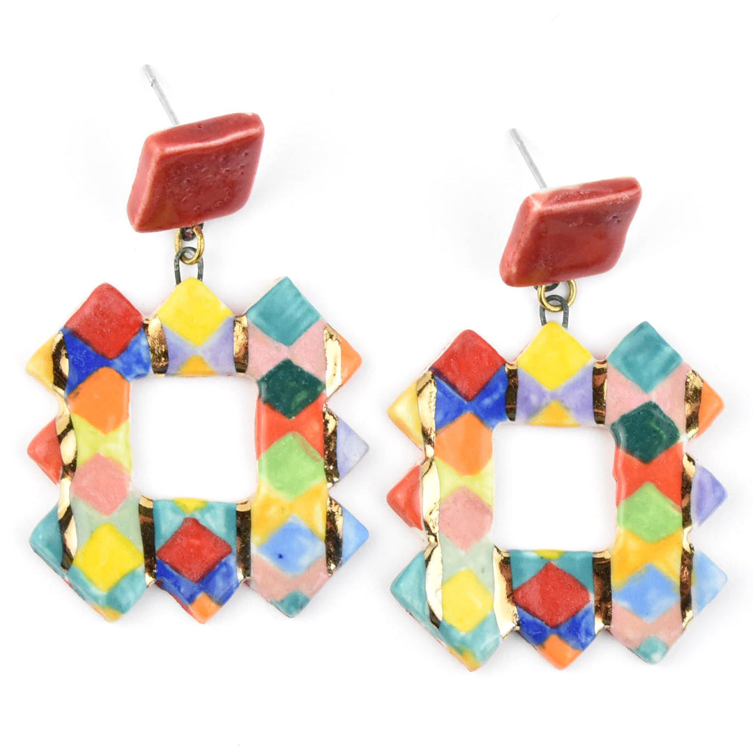 Geometric Square Rainbow Earrings