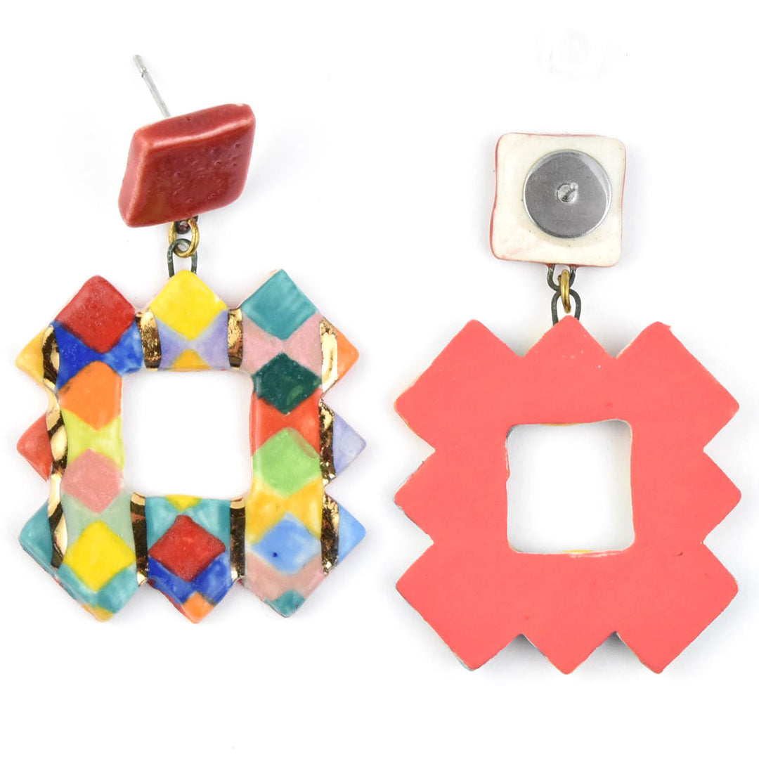 Geometric Square Rainbow Earrings