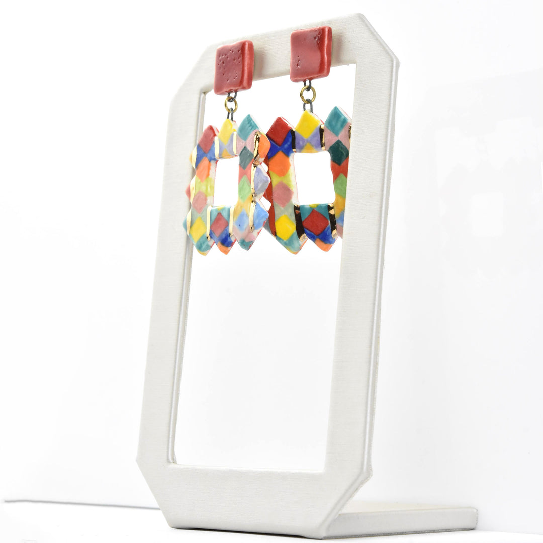 Geometric Square Rainbow Earrings