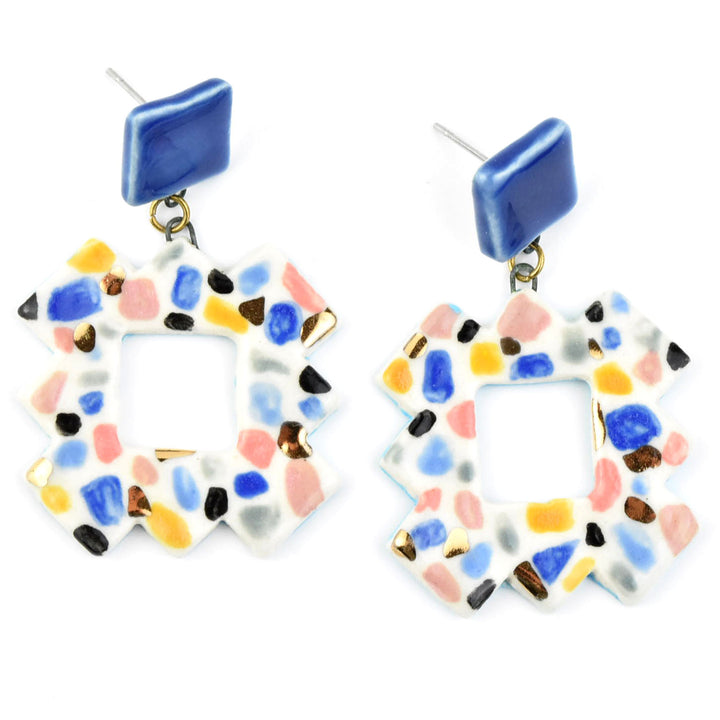 Geometric Square Terrazzo Earrings