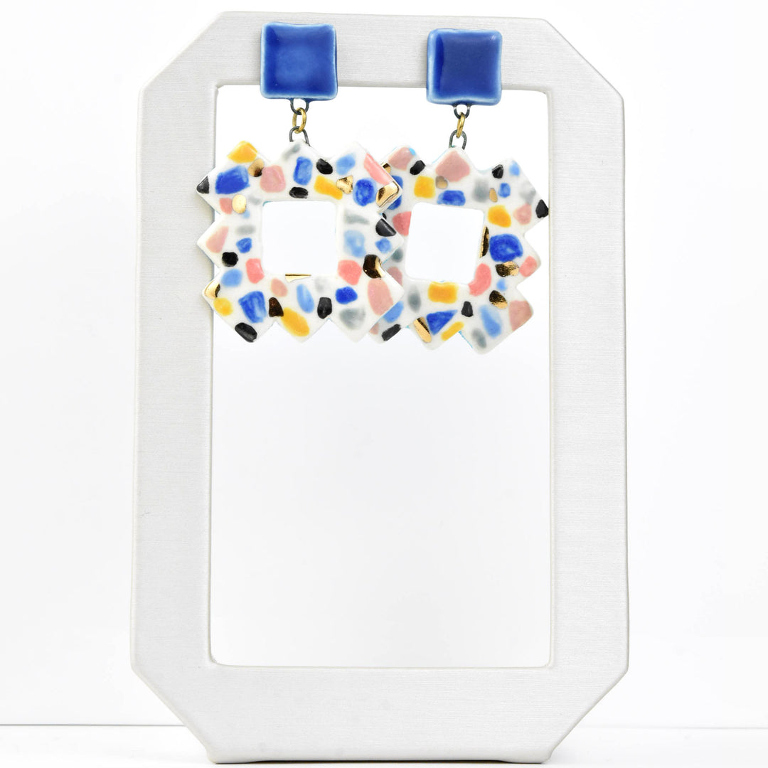 Geometric Square Terrazzo Earrings