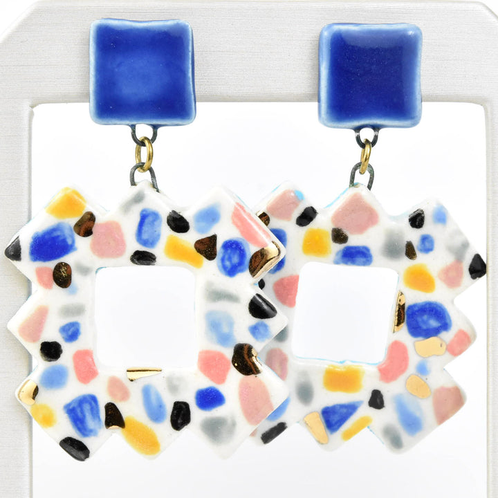 Geometric Square Terrazzo Earrings