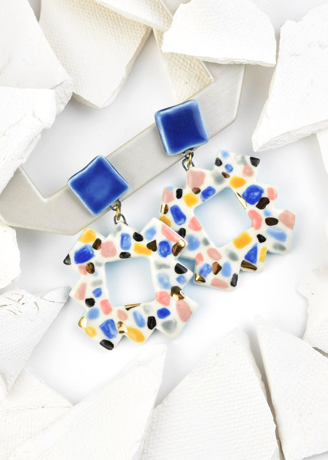 Geometric Square Terrazzo Earrings