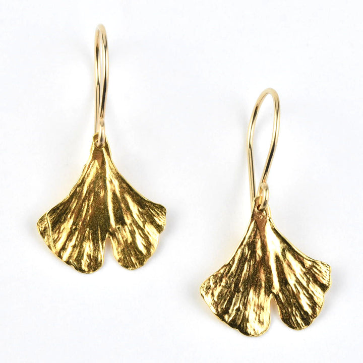 Small Ginkgo Leaf Earrings in Gold Vermeil - Goldmakers Fine Jewelry