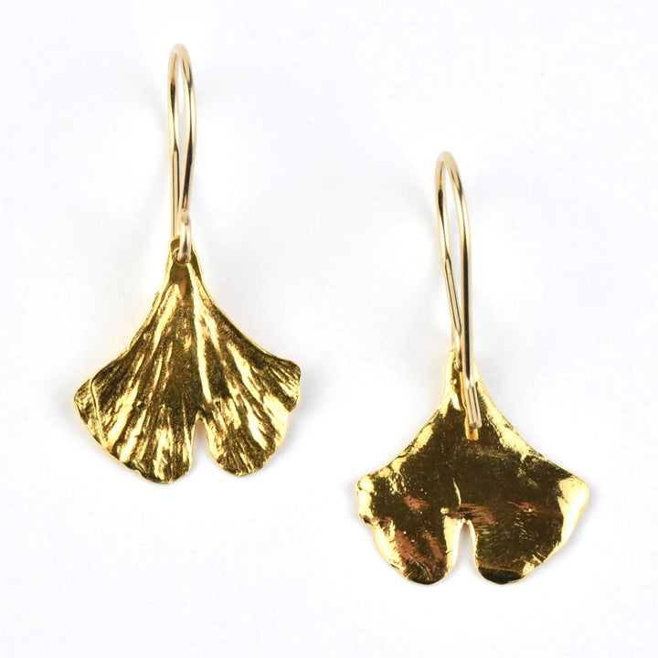 Small Ginkgo Leaf Earrings in Gold Vermeil - Goldmakers Fine Jewelry