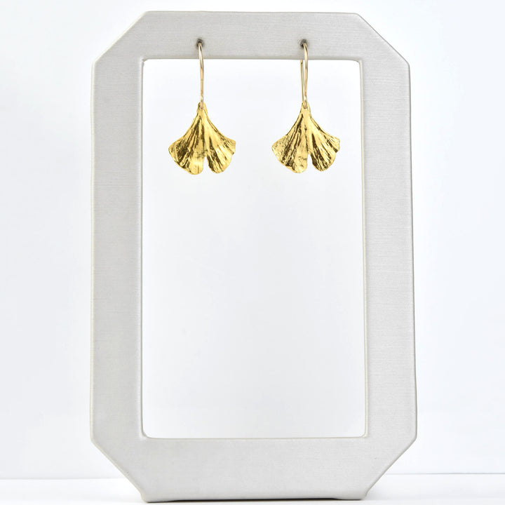 Small Ginkgo Leaf Earrings in Gold Vermeil - Goldmakers Fine Jewelry