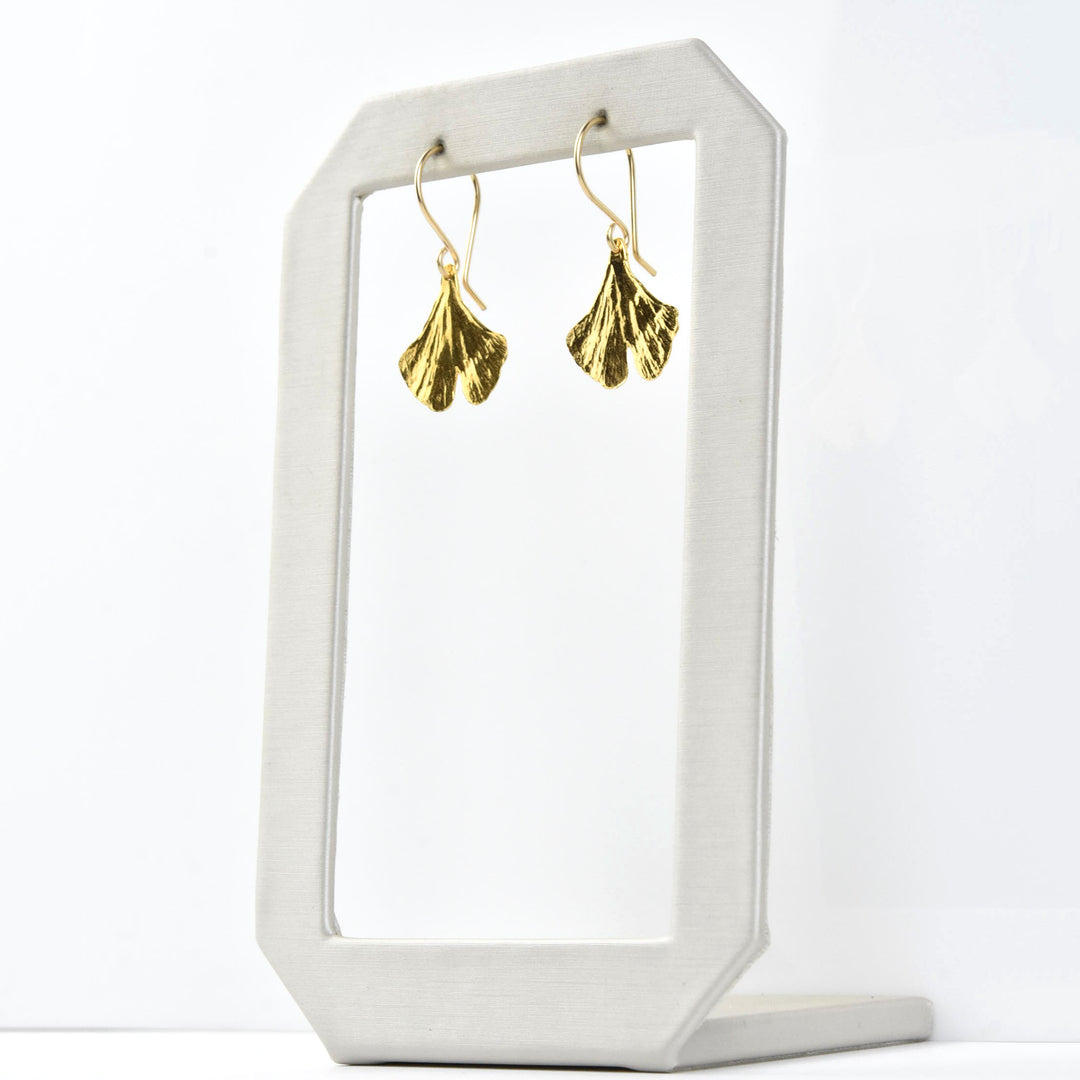 Small Ginkgo Leaf Earrings in Gold Vermeil - Goldmakers Fine Jewelry