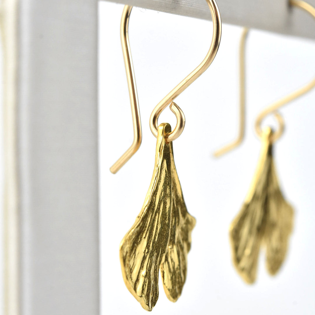 Small Ginkgo Leaf Earrings in Gold Vermeil - Goldmakers Fine Jewelry