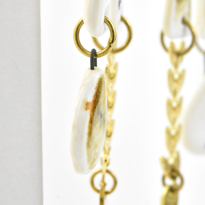 Gold Cheetah & Leaf Chain Earrings