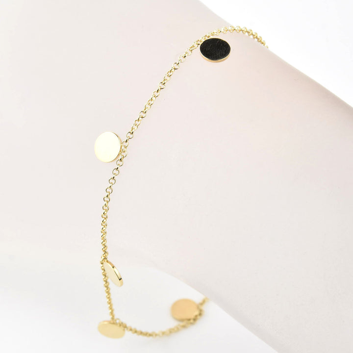 Gold Dangle Station Bracelet No. 2, 14k