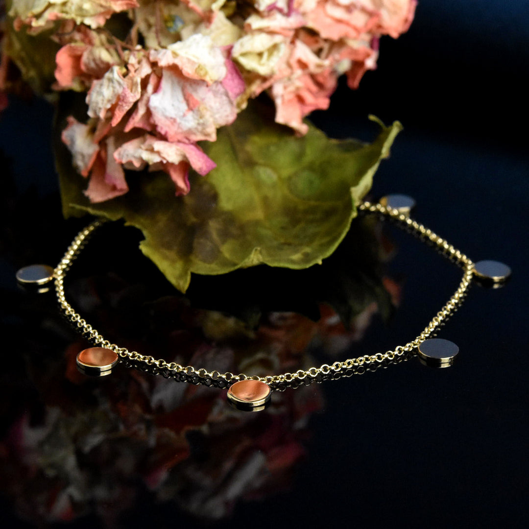 Gold Dangle Station Bracelet No. 2, 14k