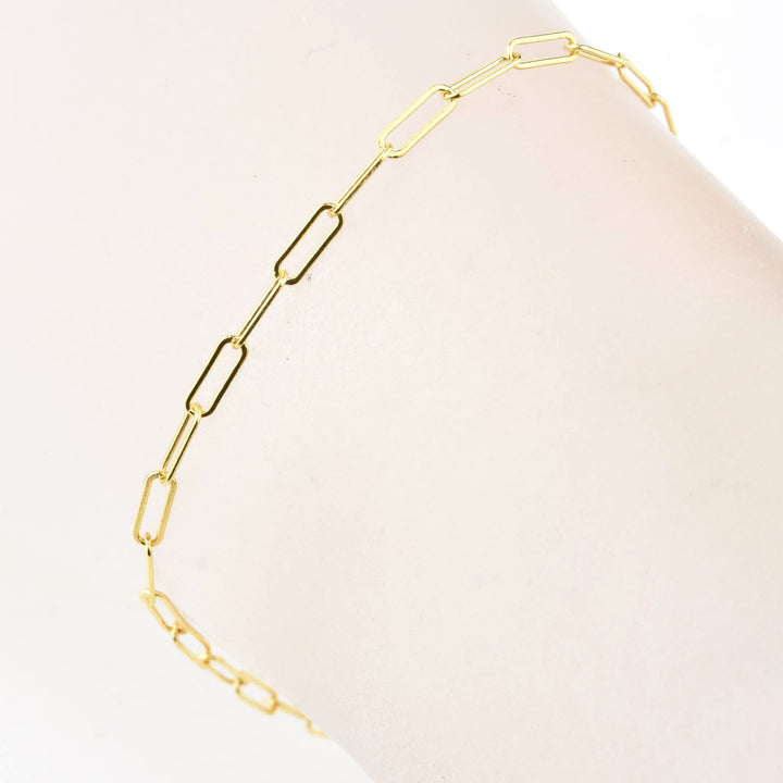 Gold Filled Thin Paperclip Chain Bracelet