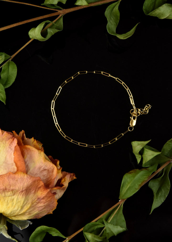 Gold Filled Thin Paperclip Chain Bracelet