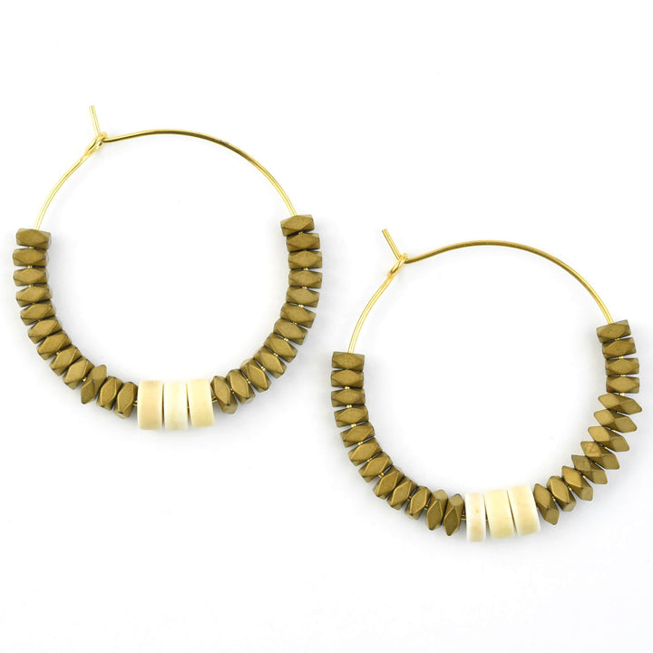 Gold Hematite Bead Hoops