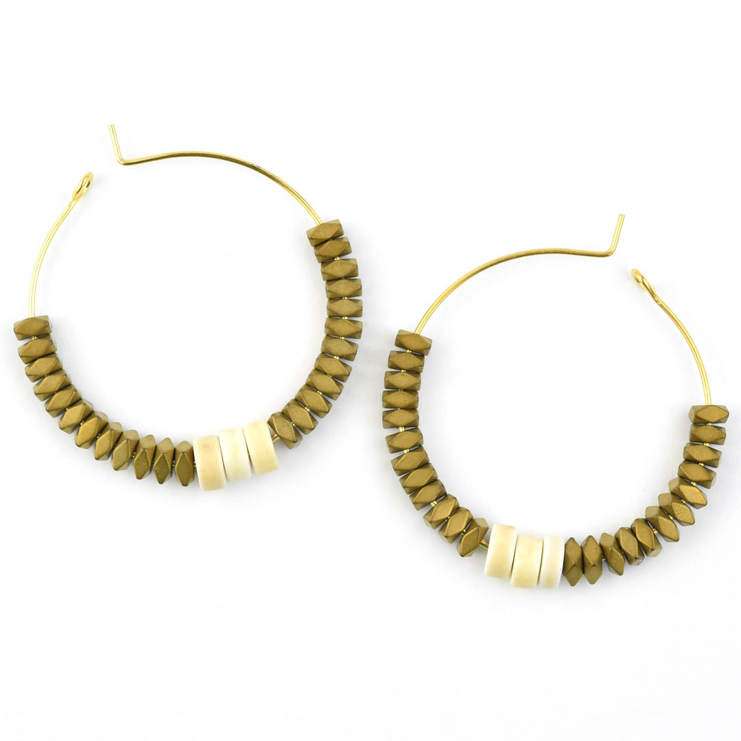 Gold Hematite Bead Hoops