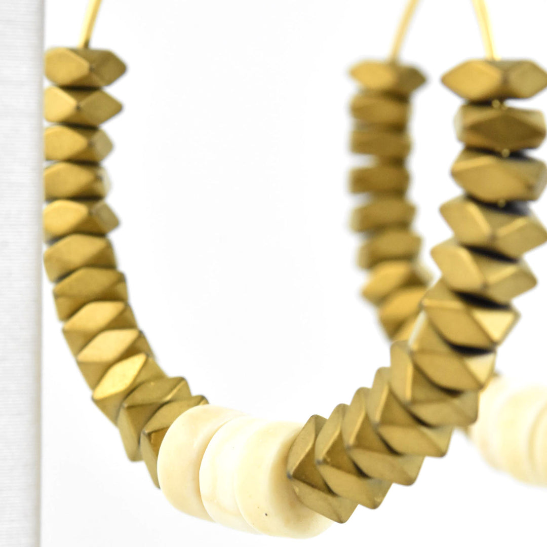 Gold Hematite Bead Hoops