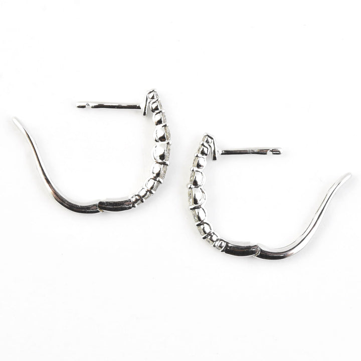 14k White Gold Graduated Diamond Hoops