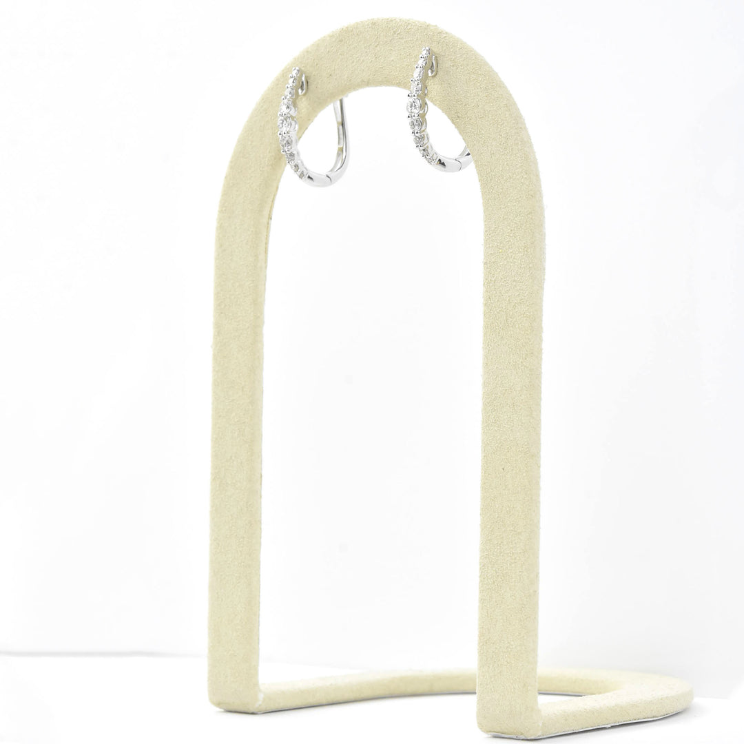 14k White Gold Graduated Diamond Hoops
