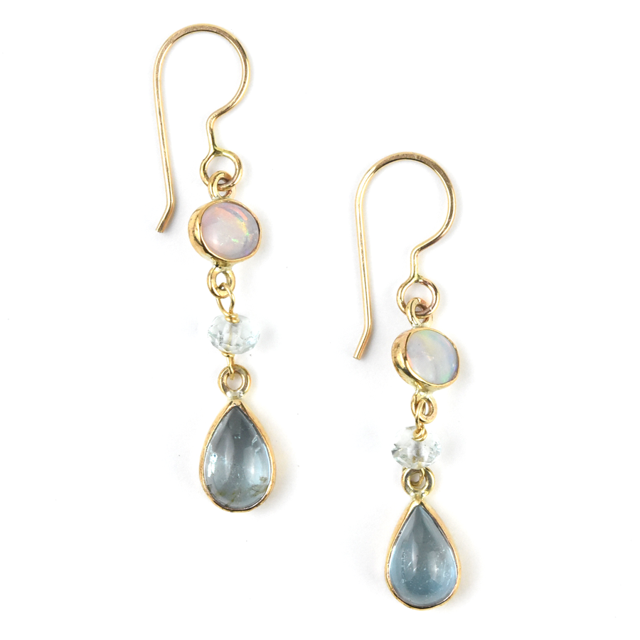 Luminous Opal & Aquamarine Earrings - Goldmakers Fine Jewelry