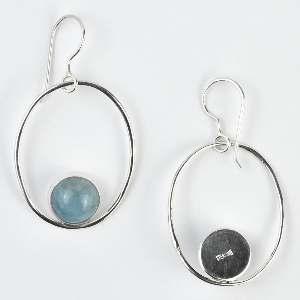 Aquamarine Oval Wire Drops - Goldmakers Fine Jewelry