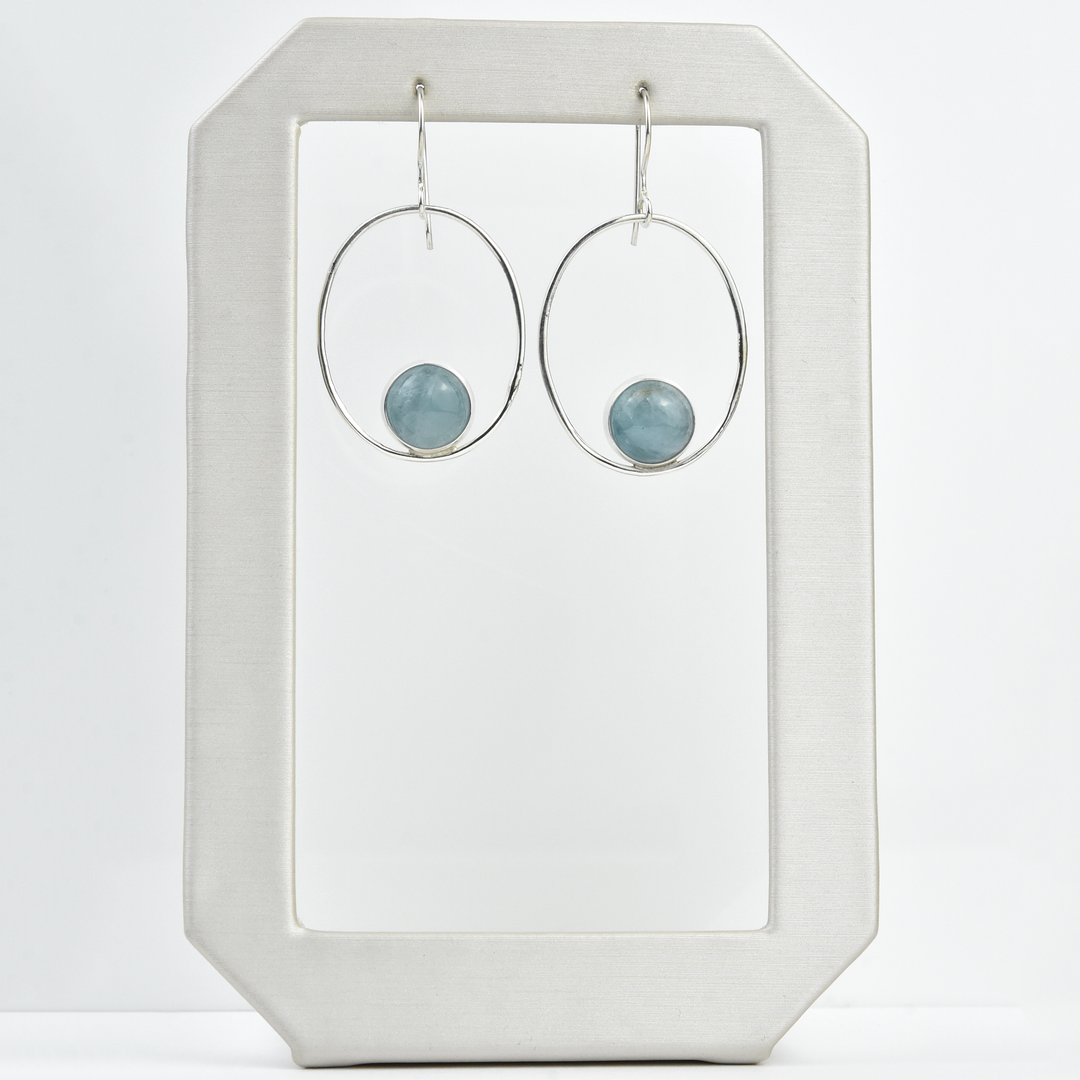 Aquamarine Oval Wire Drops - Goldmakers Fine Jewelry
