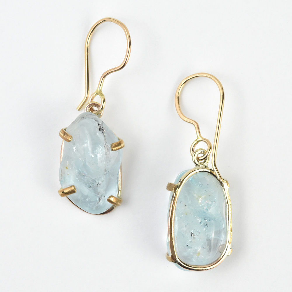 Rough Cut Aquamarine Earrings - Goldmakers Fine Jewelry