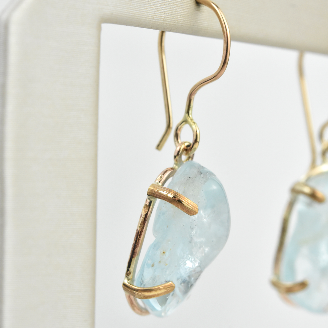 Rough Cut Aquamarine Earrings - Goldmakers Fine Jewelry