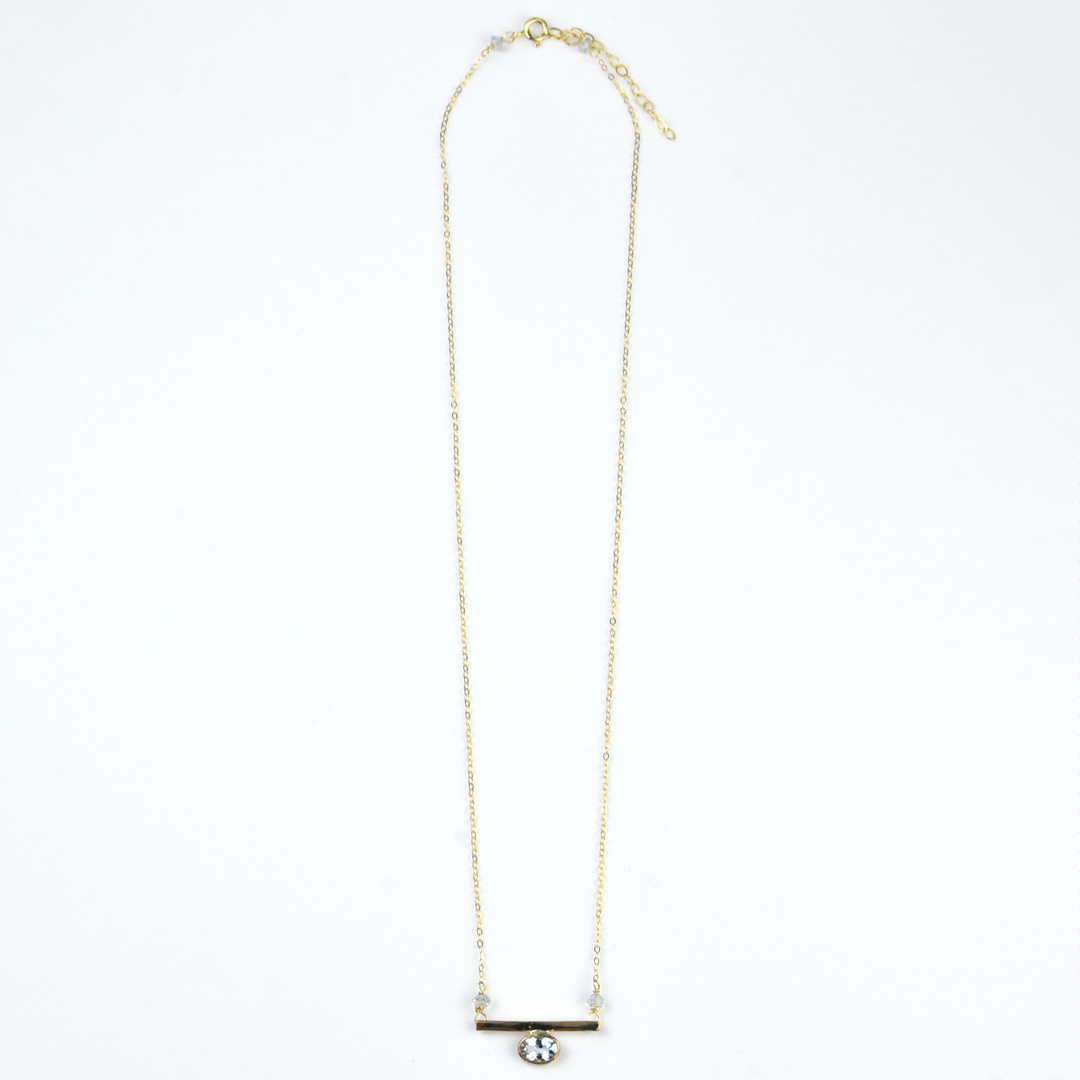 Aquamarine Orbit Oval Necklace - Goldmakers Fine Jewelry