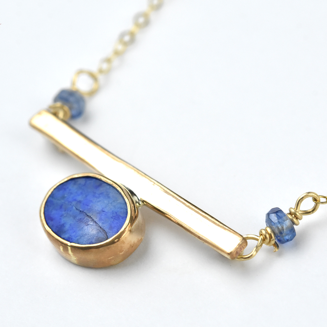 Lapis Orbit Oval Necklace - Goldmakers Fine Jewelry