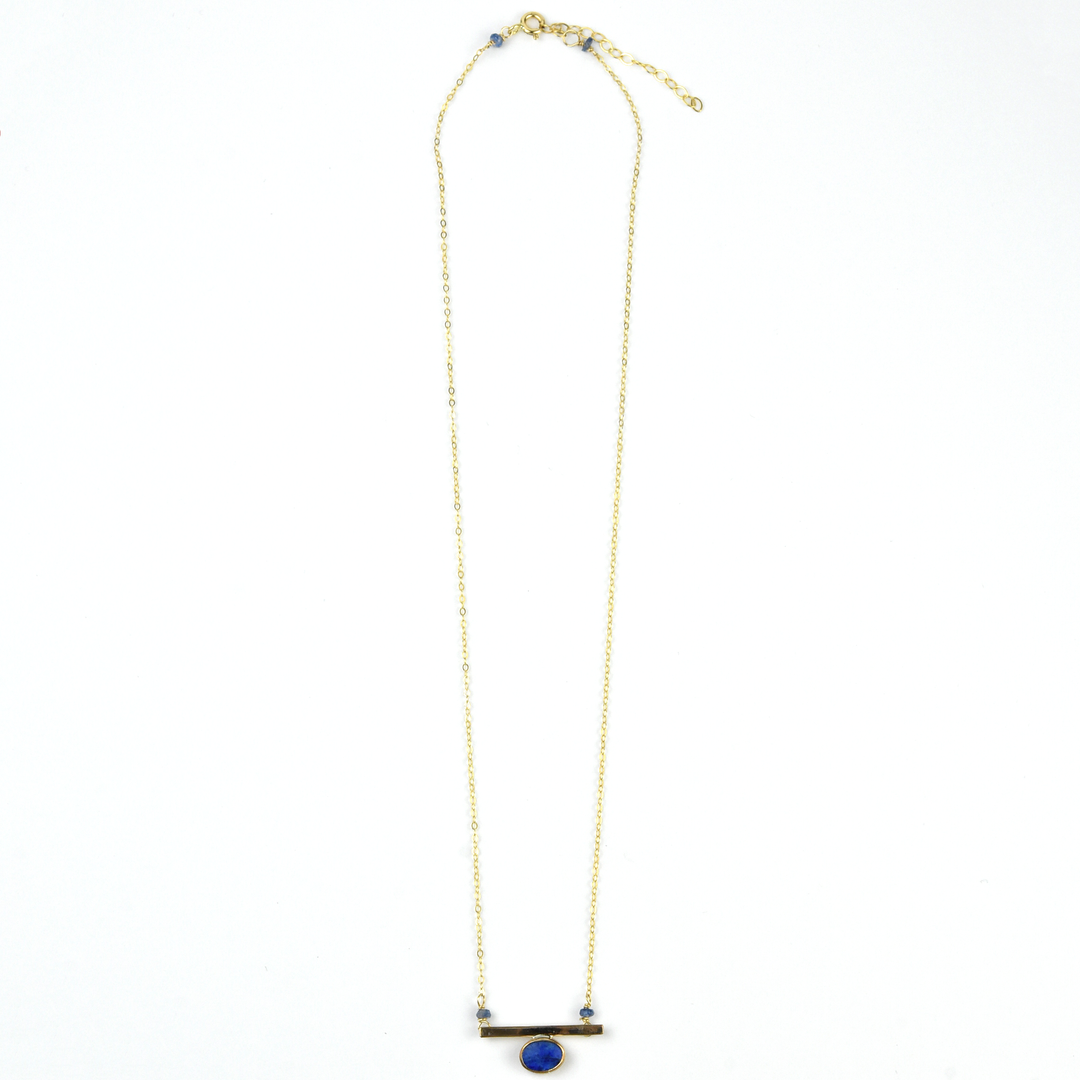 Lapis Orbit Oval Necklace - Goldmakers Fine Jewelry