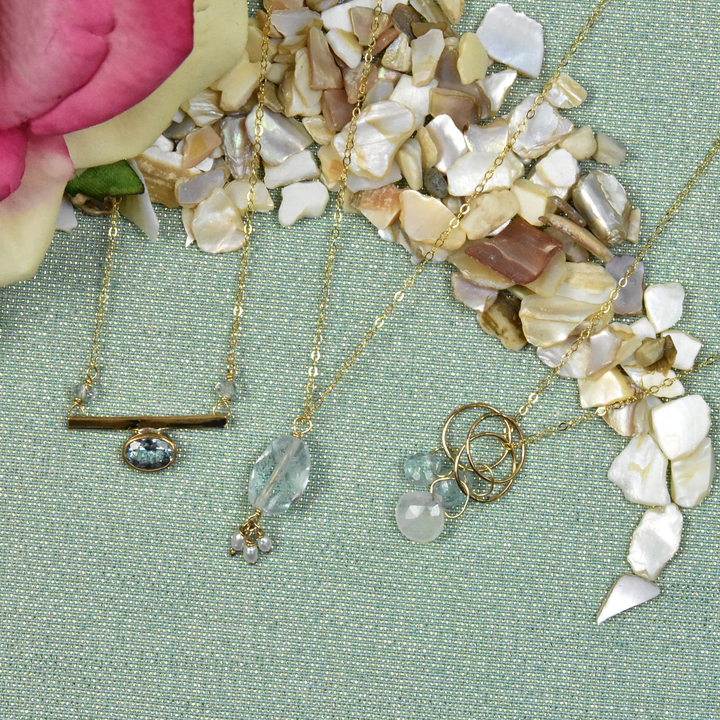 Aquamarine Orbit Oval Necklace - Goldmakers Fine Jewelry