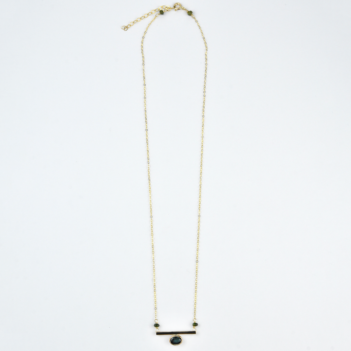 Green Tourmaline Orbit Oval Necklace - Goldmakers Fine Jewelry
