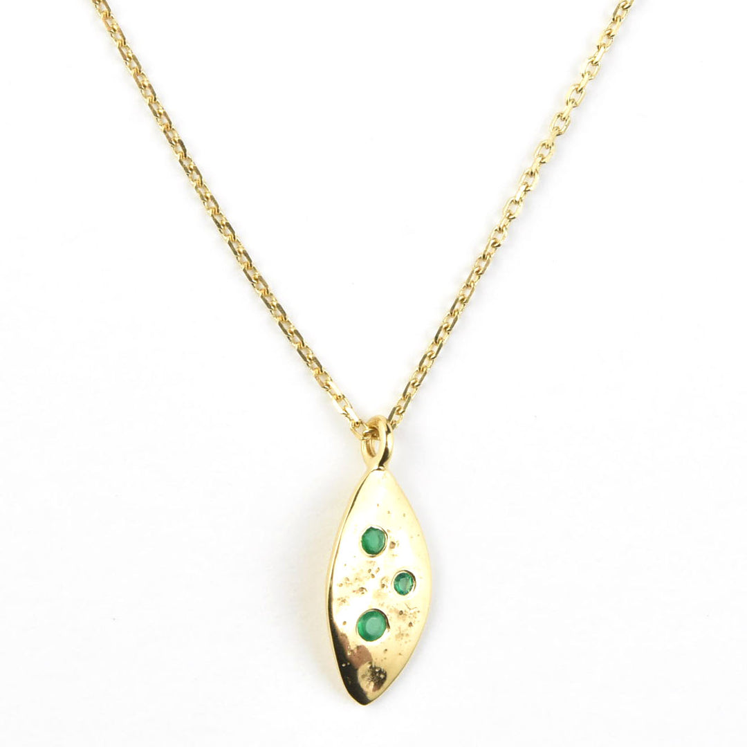 Green Onyx Leaf Charm Necklace - Goldmakers Fine Jewelry