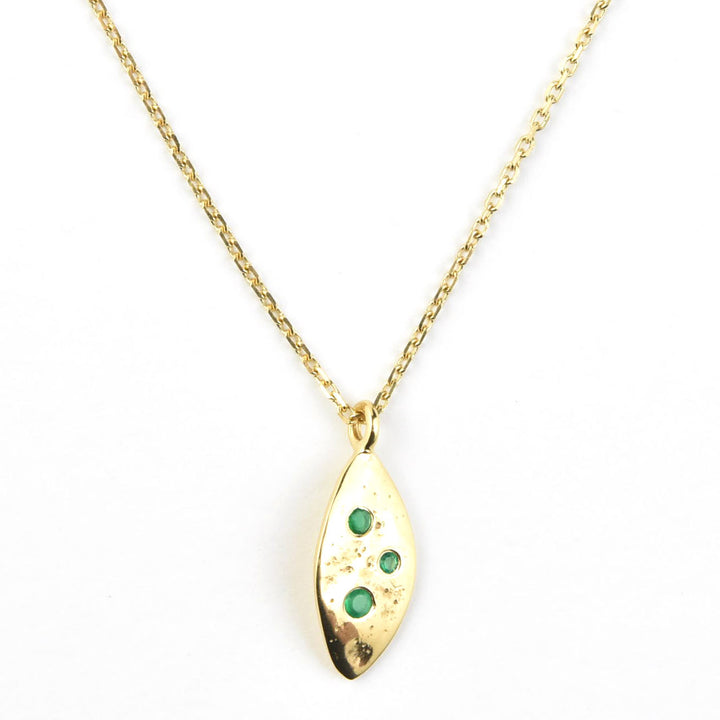 Green Onyx Leaf Charm Necklace - Goldmakers Fine Jewelry