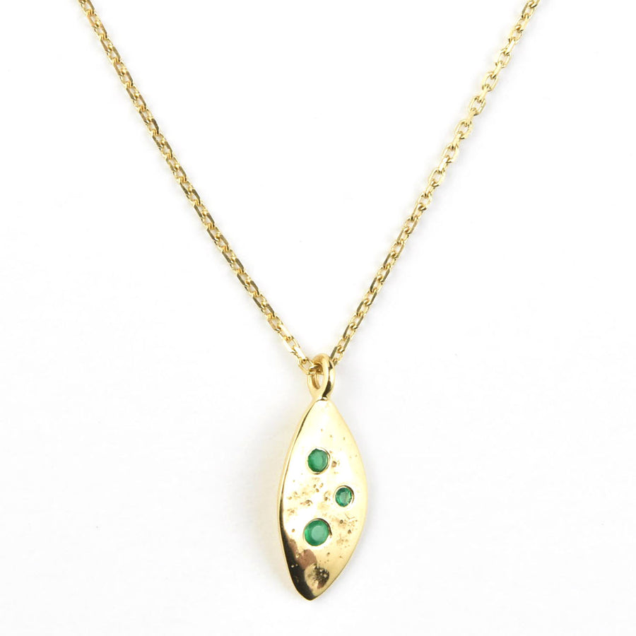 Green Onyx Leaf Charm Necklace - Goldmakers Fine Jewelry