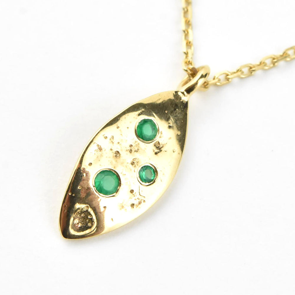 Green Onyx Leaf Charm Necklace - Goldmakers Fine Jewelry