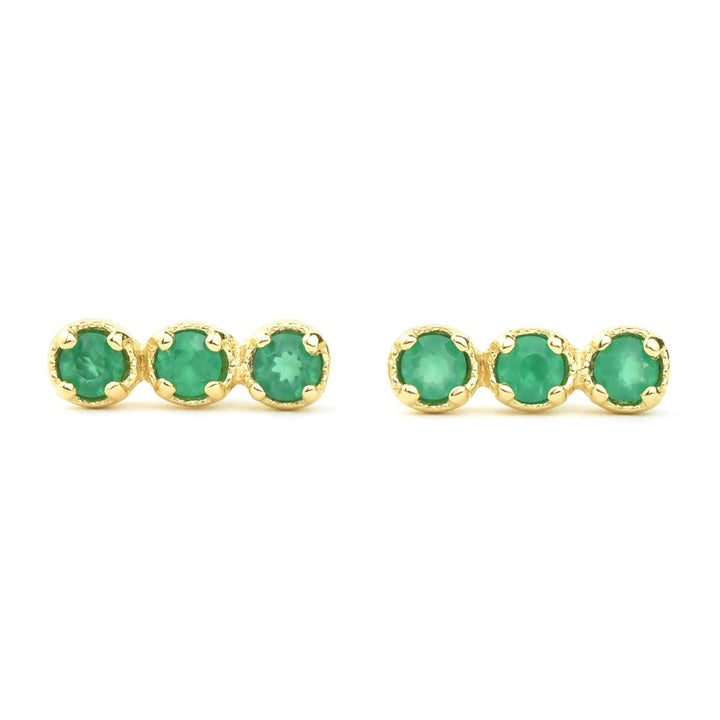 Three Stone Green Onyx Earrings - Goldmakers Fine Jewelry