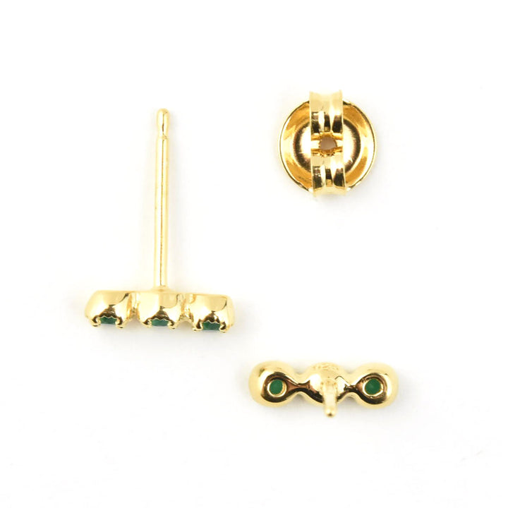 Three Stone Green Onyx Earrings - Goldmakers Fine Jewelry