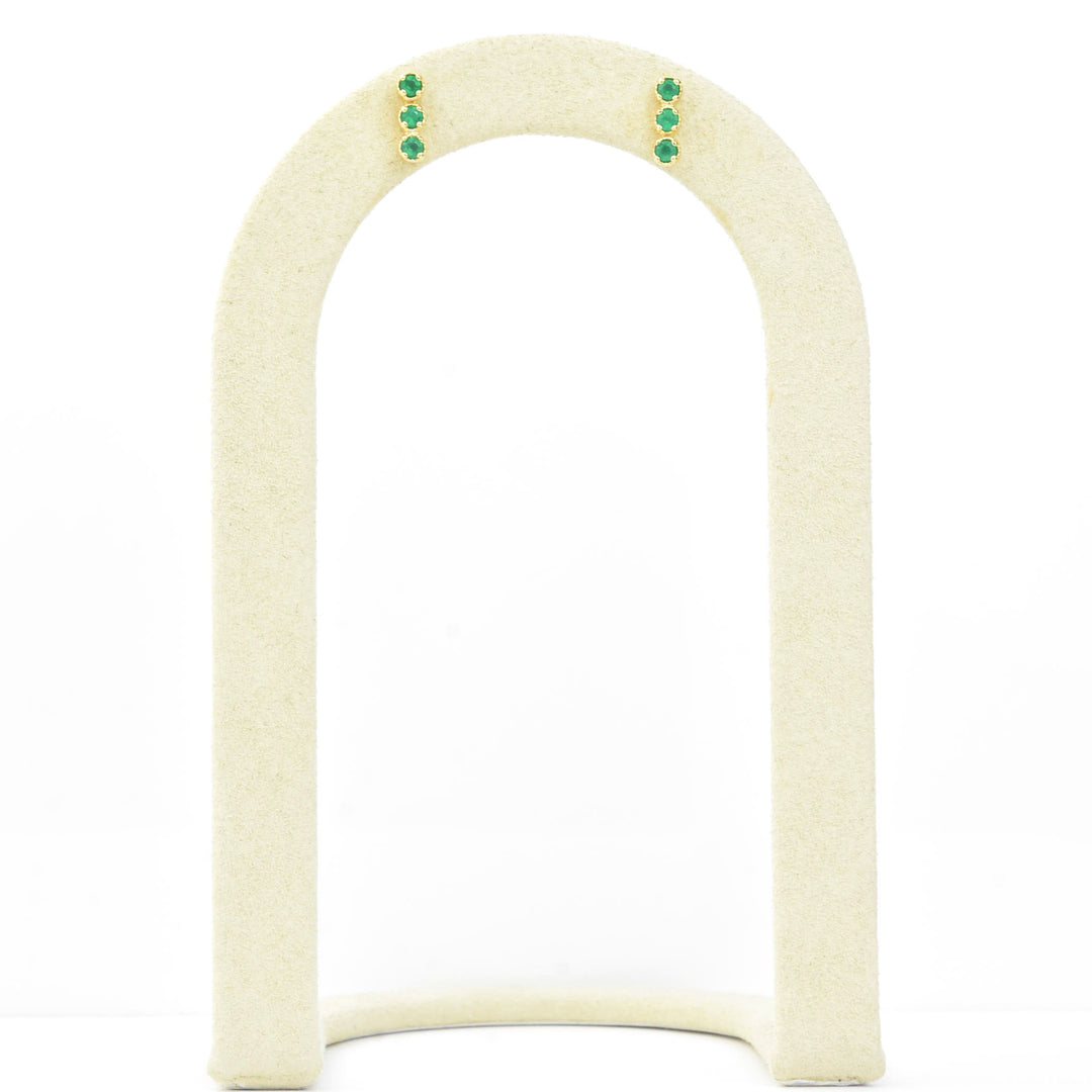 Three Stone Green Onyx Earrings - Goldmakers Fine Jewelry