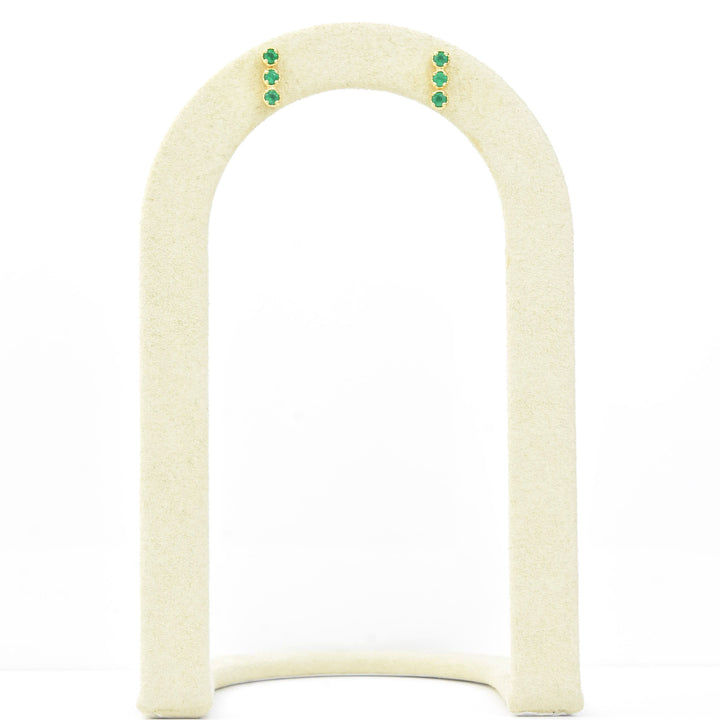 Three Stone Green Onyx Earrings - Goldmakers Fine Jewelry