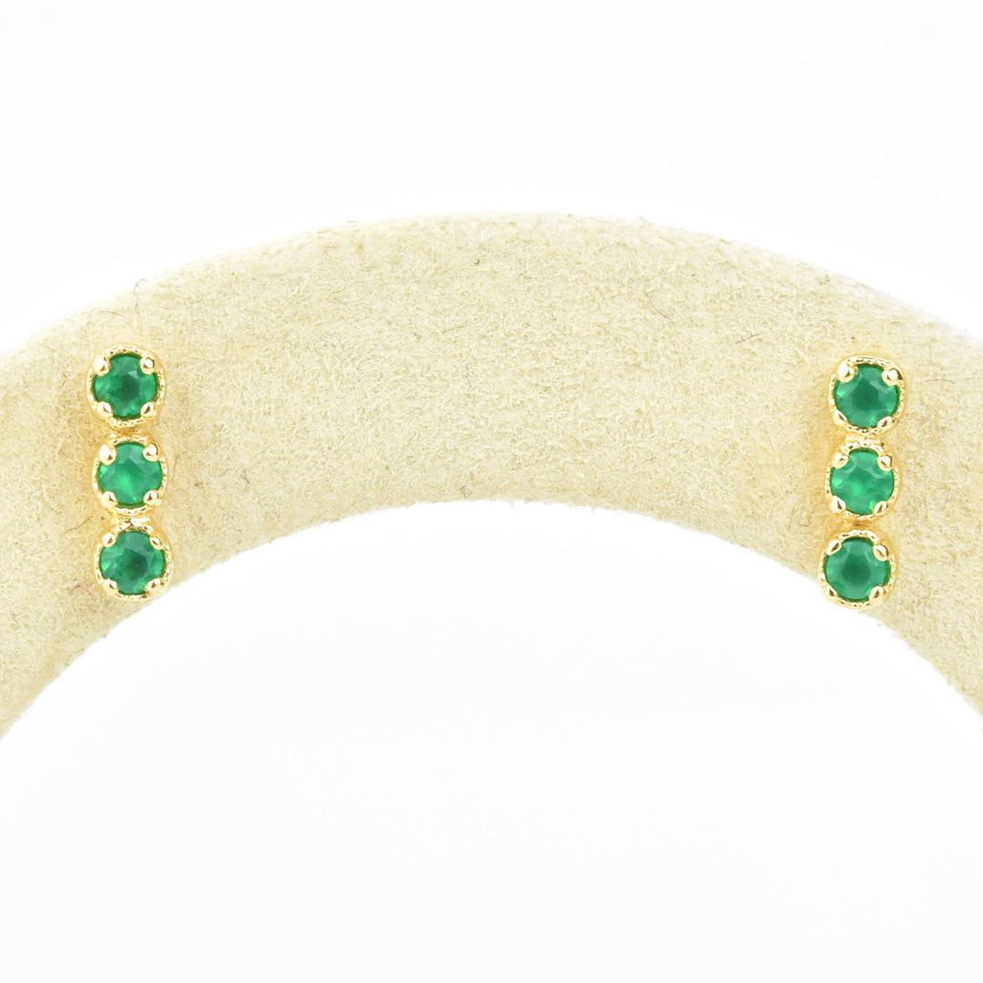 Three Stone Green Onyx Earrings - Goldmakers Fine Jewelry