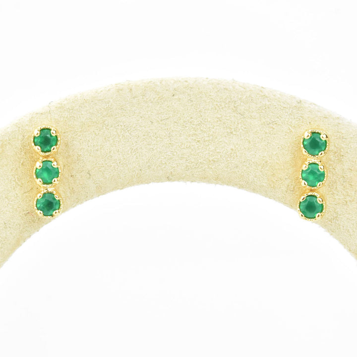 Three Stone Green Onyx Earrings - Goldmakers Fine Jewelry