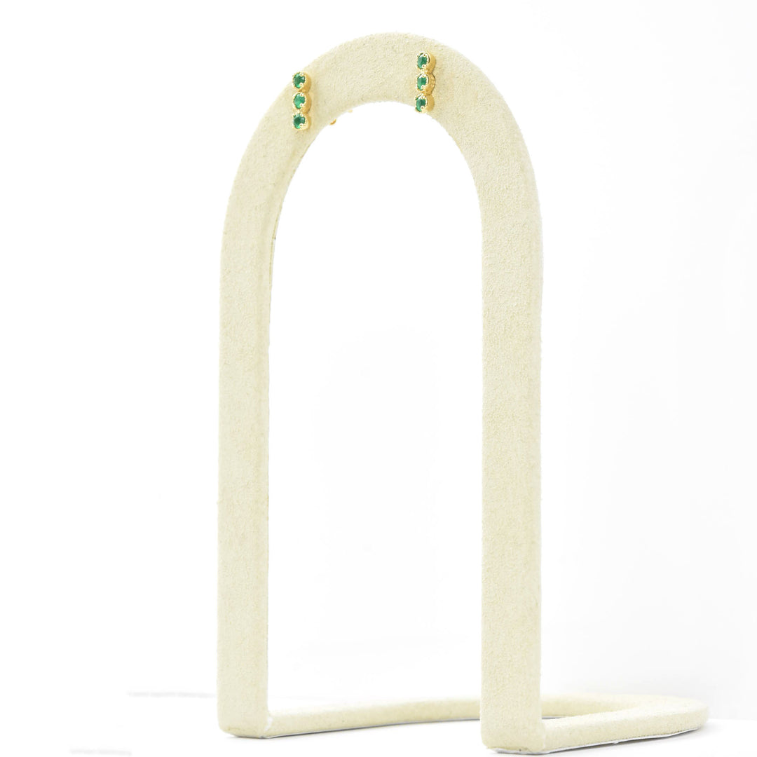Three Stone Green Onyx Earrings - Goldmakers Fine Jewelry