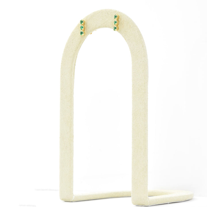 Three Stone Green Onyx Earrings - Goldmakers Fine Jewelry